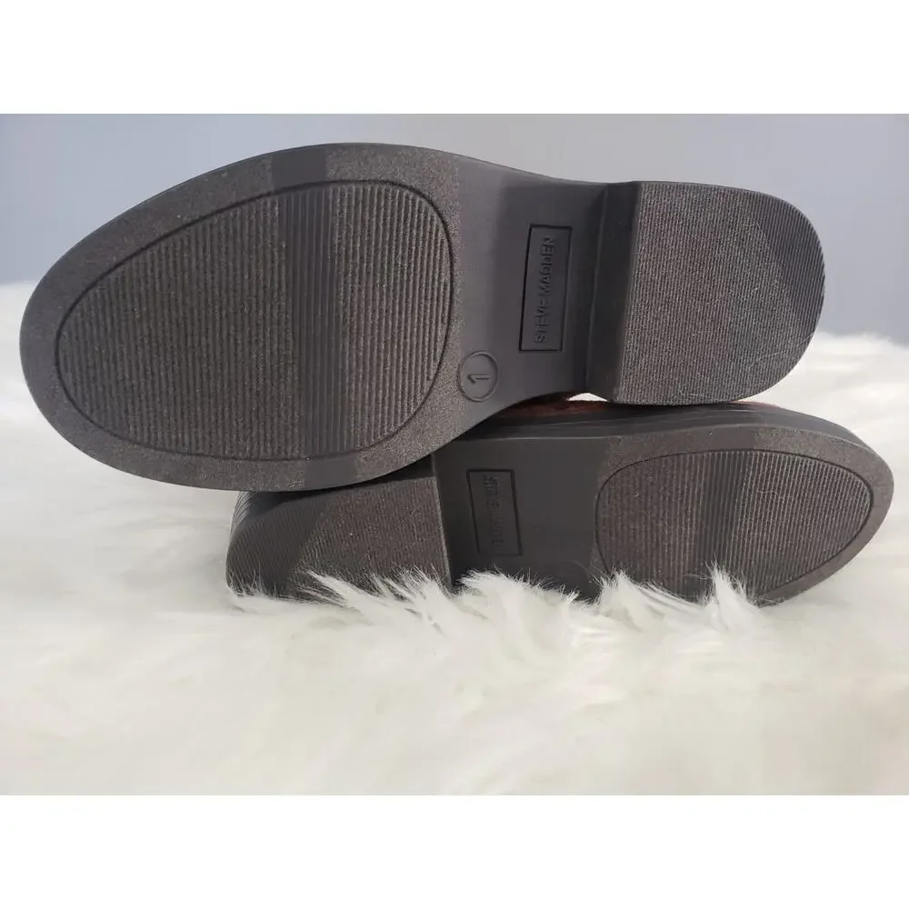 NEW SIZE 1 LITTLE KID Steve‎ Madden JCECEE RUCHED BOOT BROWN Slouched Tall Suede